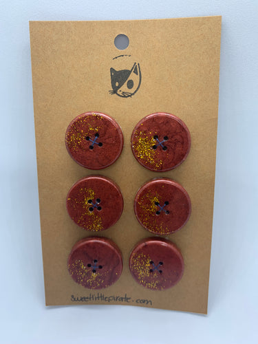 6 Boutons 25mm ⎜Brique & Paillettes