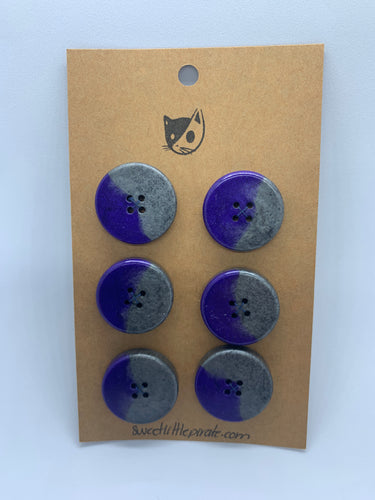 6 Boutons 25mm ⎜Gris & Mauve