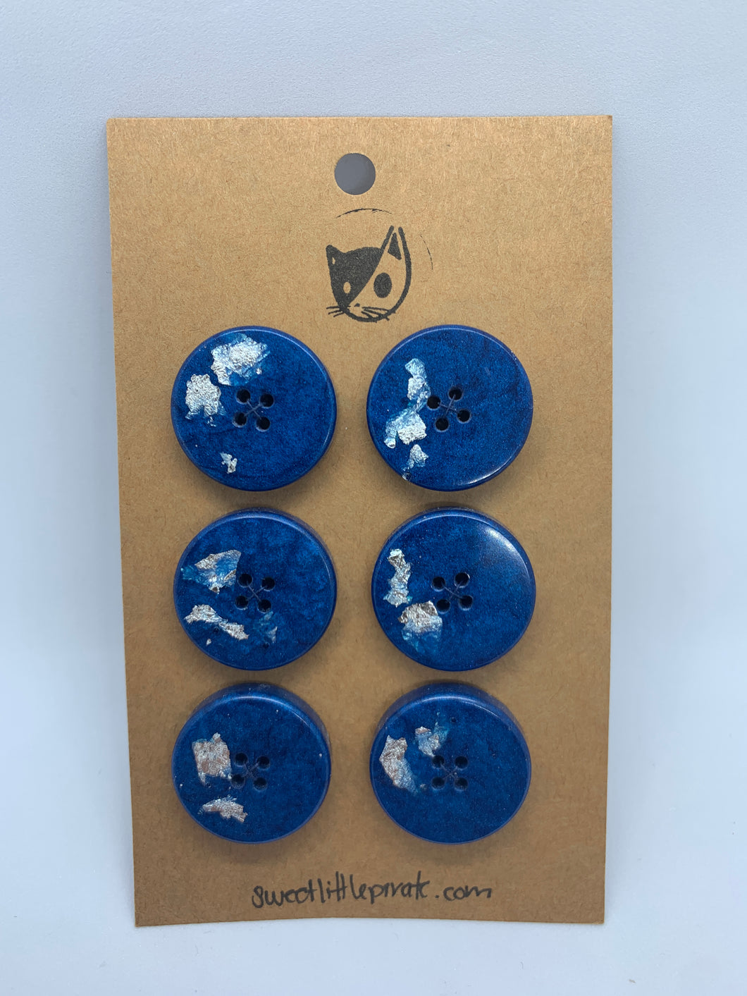 6 Boutons 25mm ⎜Bleu & Argent