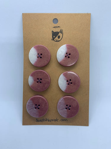 6 Boutons 25mm ⎜Rose Nacre